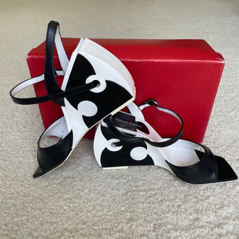 Vintage Charles Jourdan B/W "Puzzle" heels, size 8.